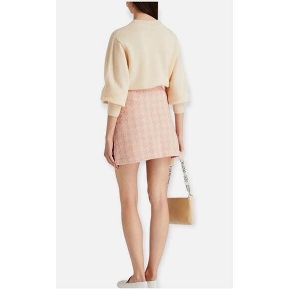 Sandro Pink Louisa Houndstooth Jacquard-Knit Cotton Mini Skirt Size XS NWT - Picture 5 of 16